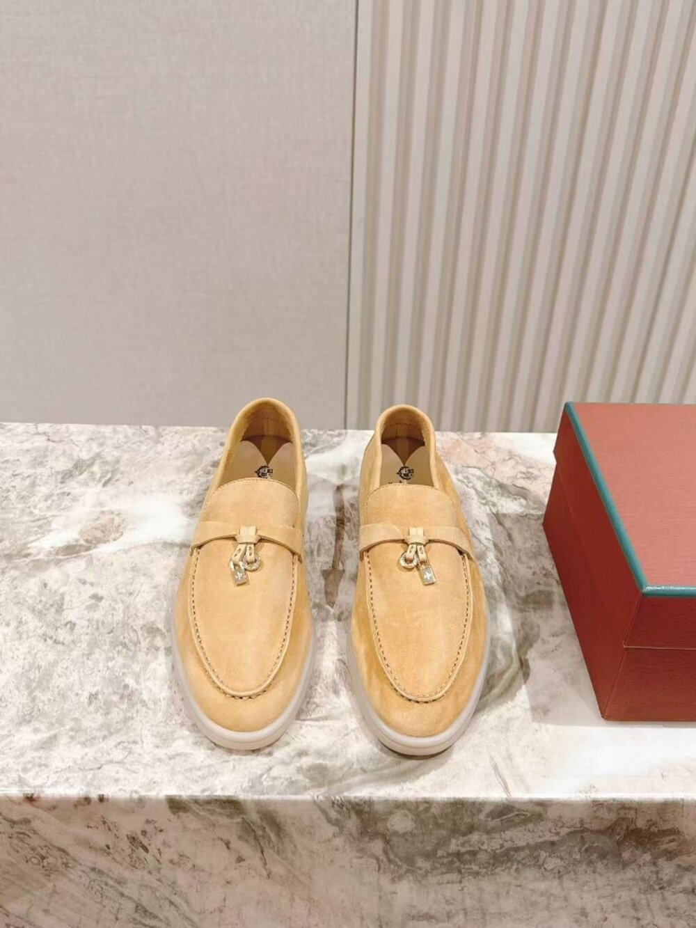 Loro Piana Yellow Suede Summer Charms Loafers